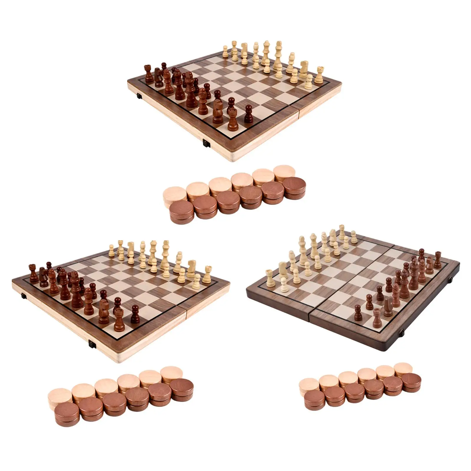 Wooden Chess Set Relaxing Interior Funny Wood Developmental 39x39cm Felted Game Board for Travel Adults Family Teens