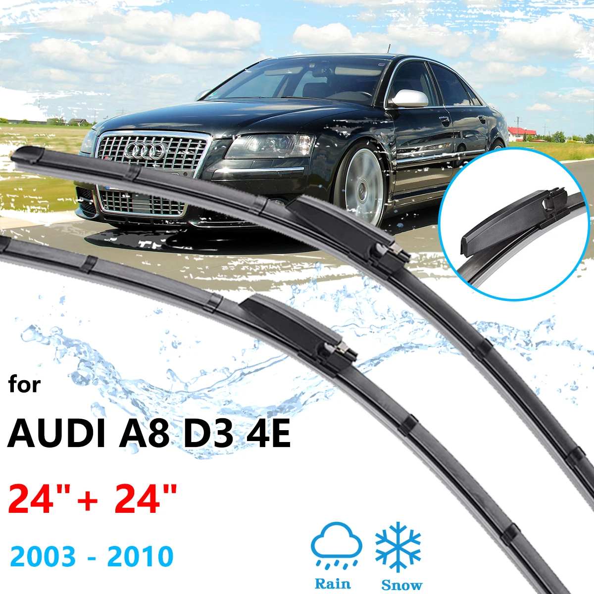 

2x для Audi A8 S8 D3 4E 2003 ~ 2010 седан, щетки переднего стеклоочистителя, резиновые щетки для чистки лобового стекла, автомобильные аксессуары