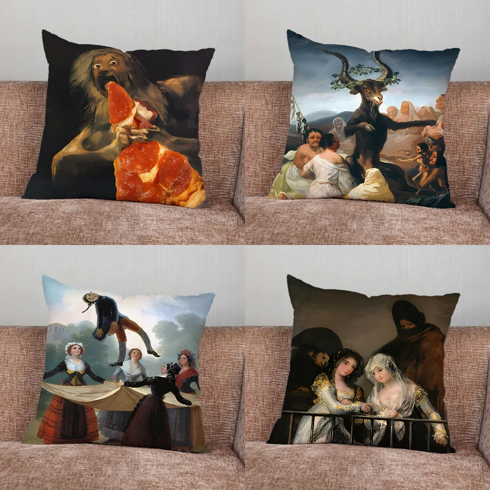 

Spain Francisco Goya Art Pillow Case For Home Bedroom Car Office Decoration Living Room Sofa Cushion Cover Suitable