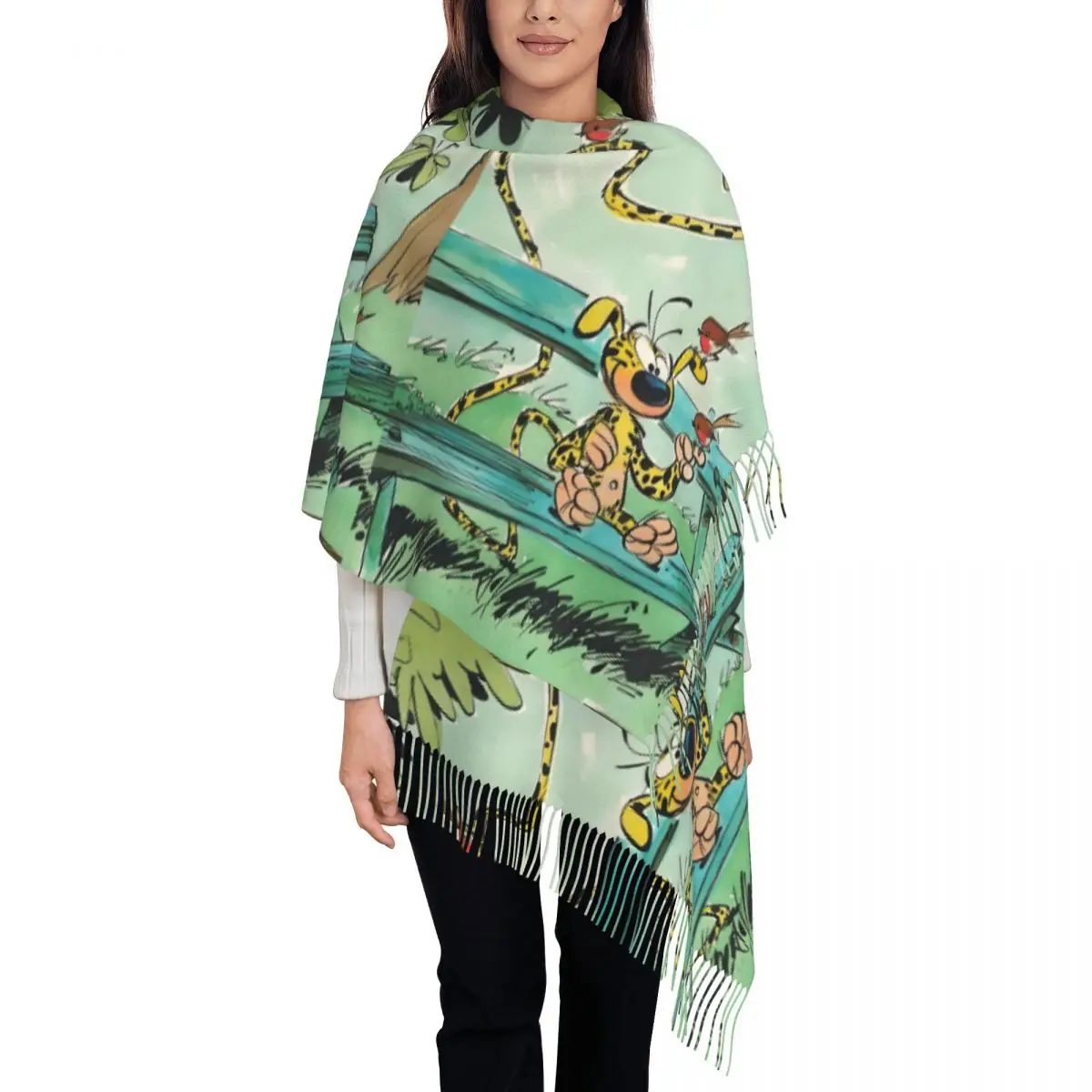 

Personalized Printed Comic Marsupilami Scarf Men Women Winter Warm Scarves Classic Anime Shawls Wraps