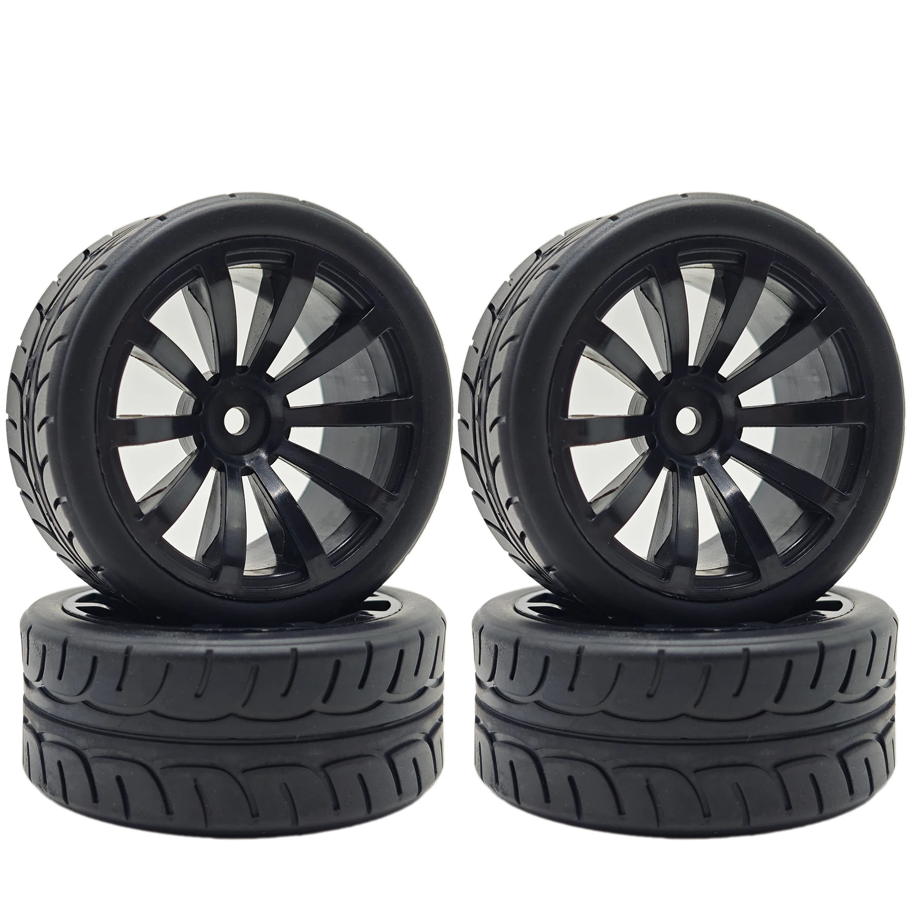RC 1/10 Rally Racing Tires and Wheels 12mm Hex Street Tyres for 1:10 1/12 On Road Touring Drift Car Tamiya TT01 TT02 Traxxas