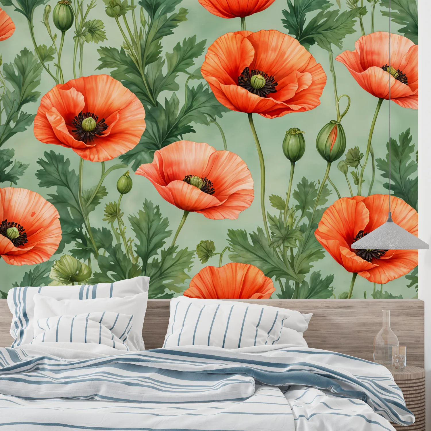 Customized murals featuring Yu Meiren flowers, peonies, flower wallpapers, home decor, floral and leaf decorations, and painting