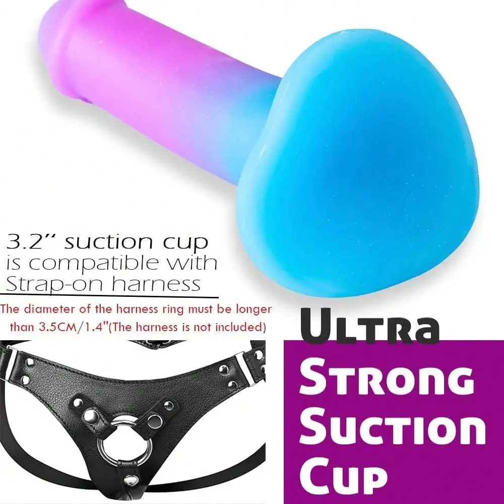 1pc Purple-Blue Color Heart-Shaped Eggless Simulated Silicone Dildo Soft Realistic Penis Cute Anal Plug Sex Toys For Women Gays