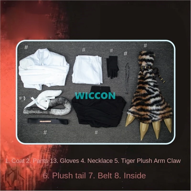 Ring‑Finger Beast Apprentice Meursault Cosplay Limbus Company Full Set Costume Furry Claws Tail Meursault Wig Men Halloween​ - view 5
