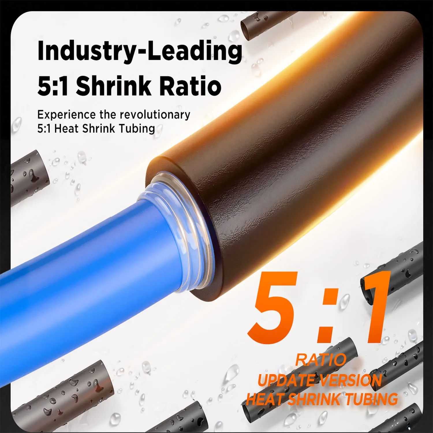 5:1 Ratio Heat Shrink Tubing Φ4mm to Φ52 Dual Wall Adhesive Lined Shrinkable Wire Wrap Tube Waterproof Industrial Sleeves Black