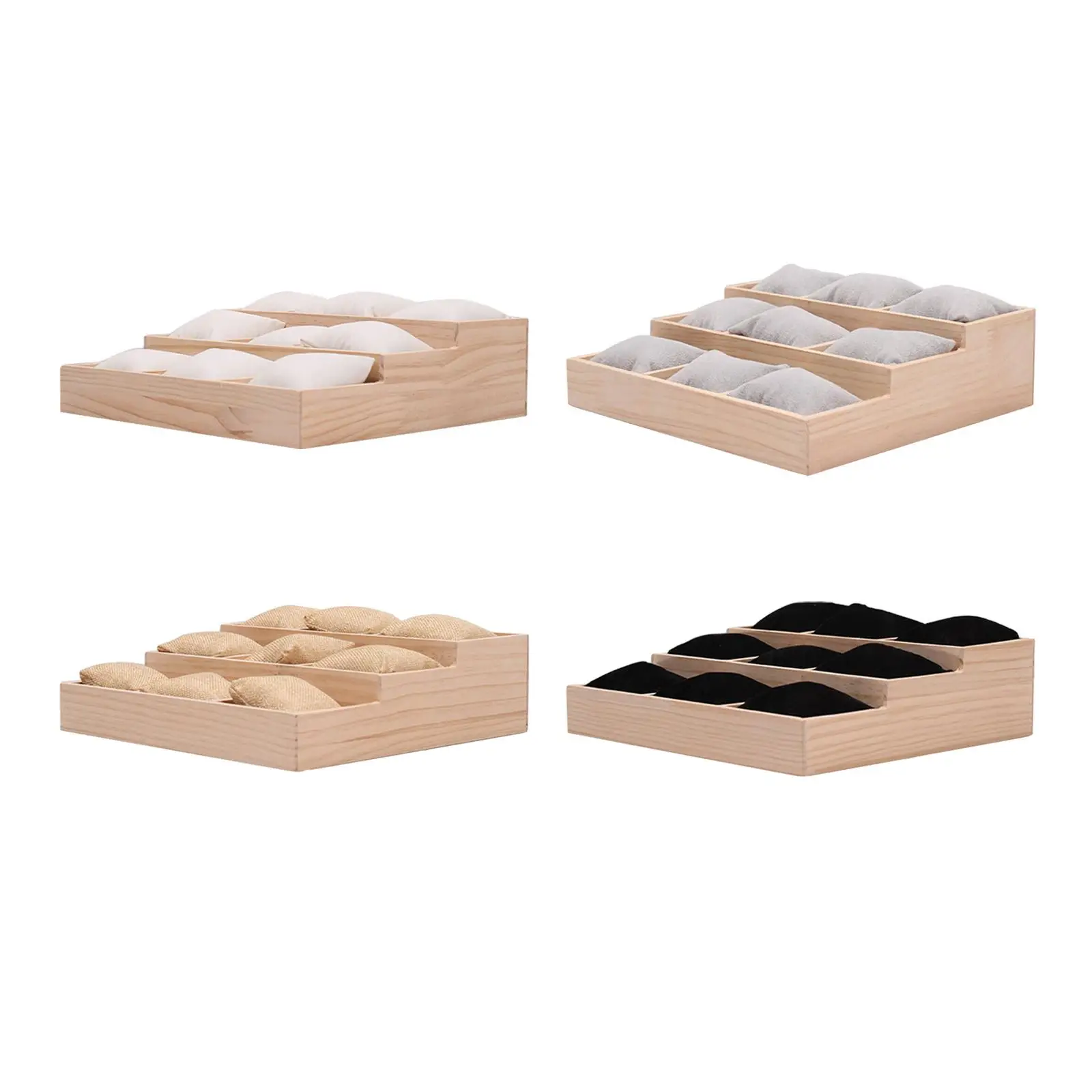 Watch Tray Wooden 9 Grids Watch Pillows Tray for Necklaces Bracelets Drawer Watch Jewelry Box Watch Case Display Holder