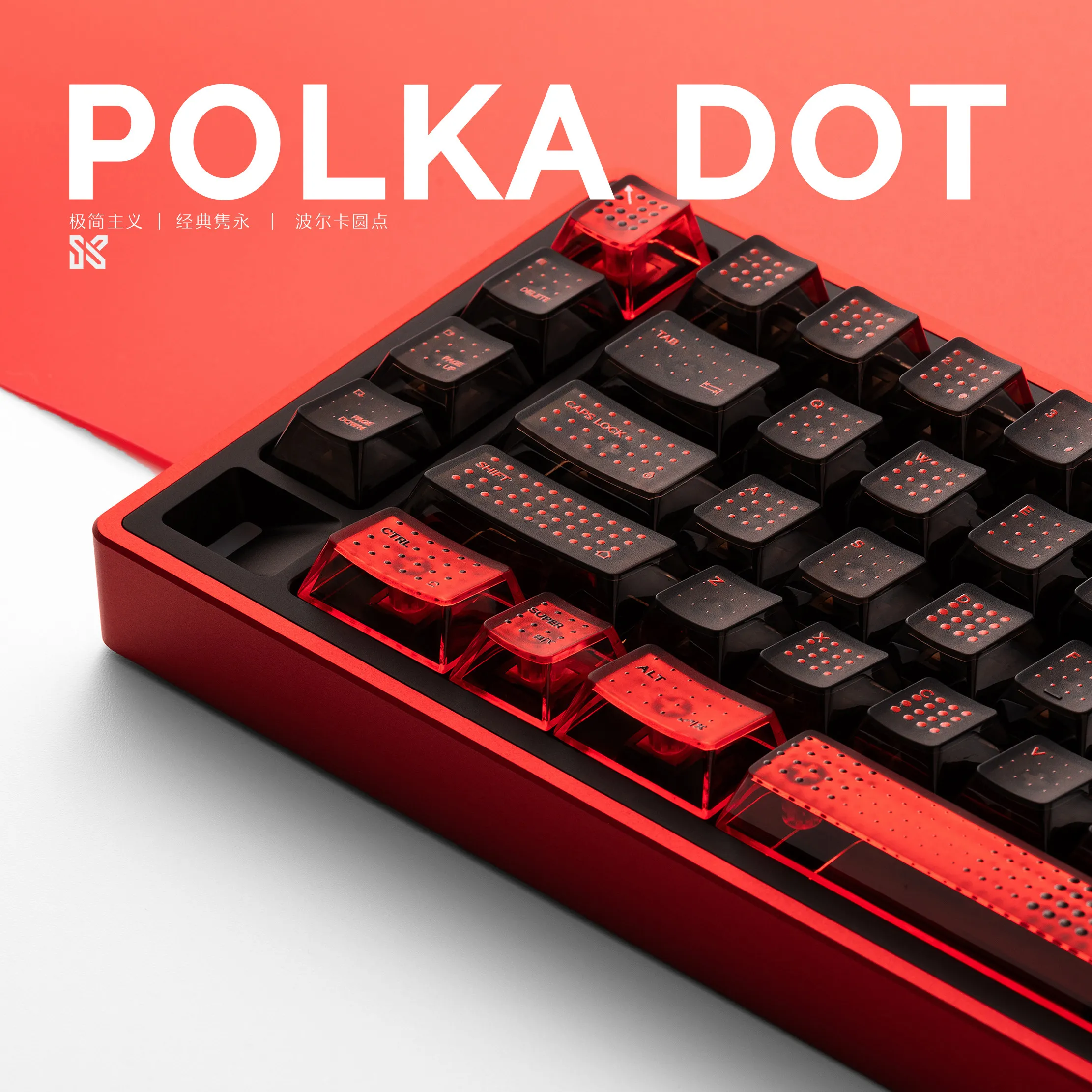 

Polka Dot Theme Keycaps Set PC Cherry Profile Custom Original Black Red Artisan Keycaps for Mechanical Keyboard Accessories Gift