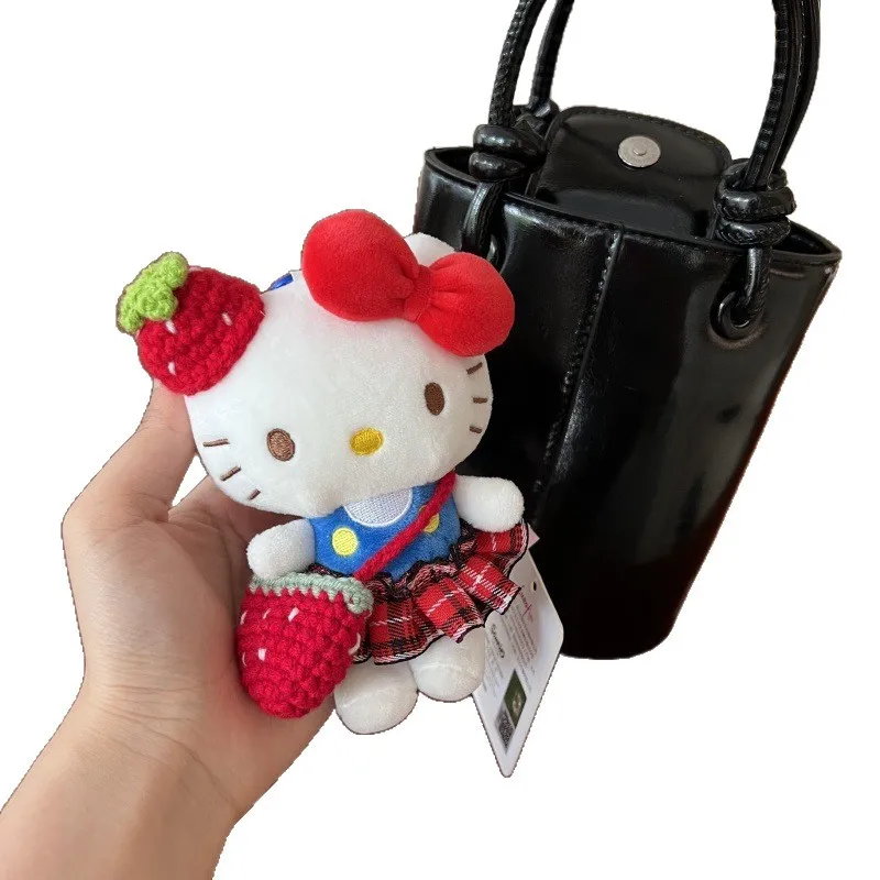 جديد Kawaii سانريو مرحبا كيتي الربيع يوم سلسلة دمية حقيبة سلسلة مفاتيح سلسلة الشنق الكرتون أنيمي زوجين على ظهره سحر لعبة هدية #5