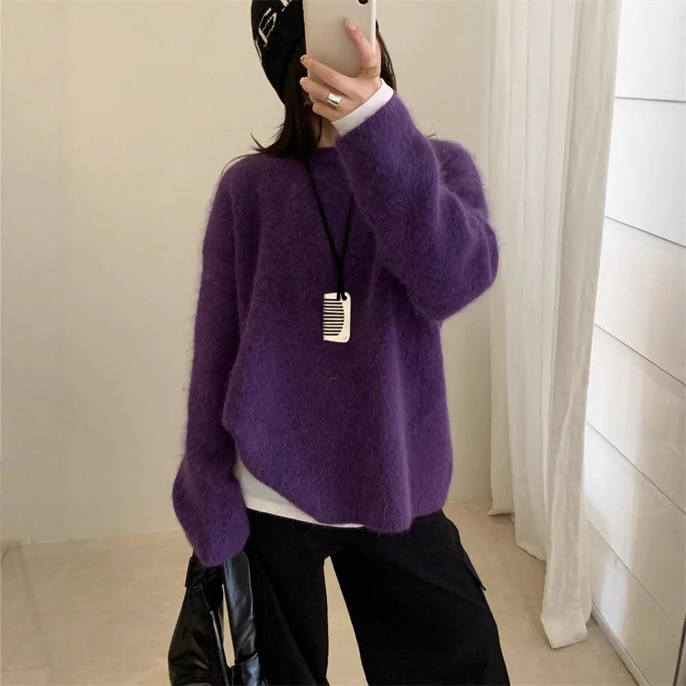 

Premium soft waxy sweater women's autumn and winter new loose thickened knitted sweater top