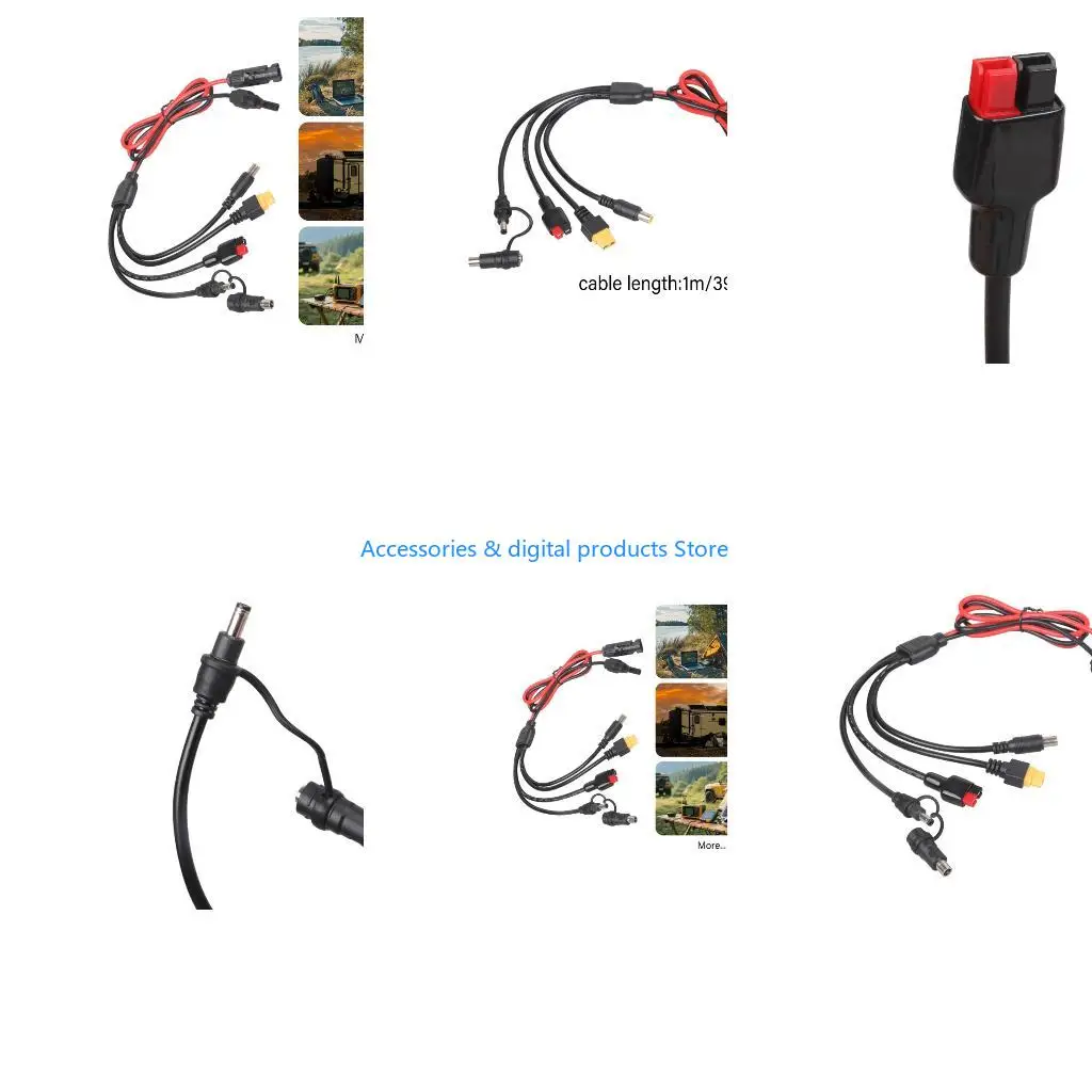 77JD 5 In 1 Solar Extension Cord With XT60 Female DC7909 DC5521 Interfaces For Efficiently Energy Transfer