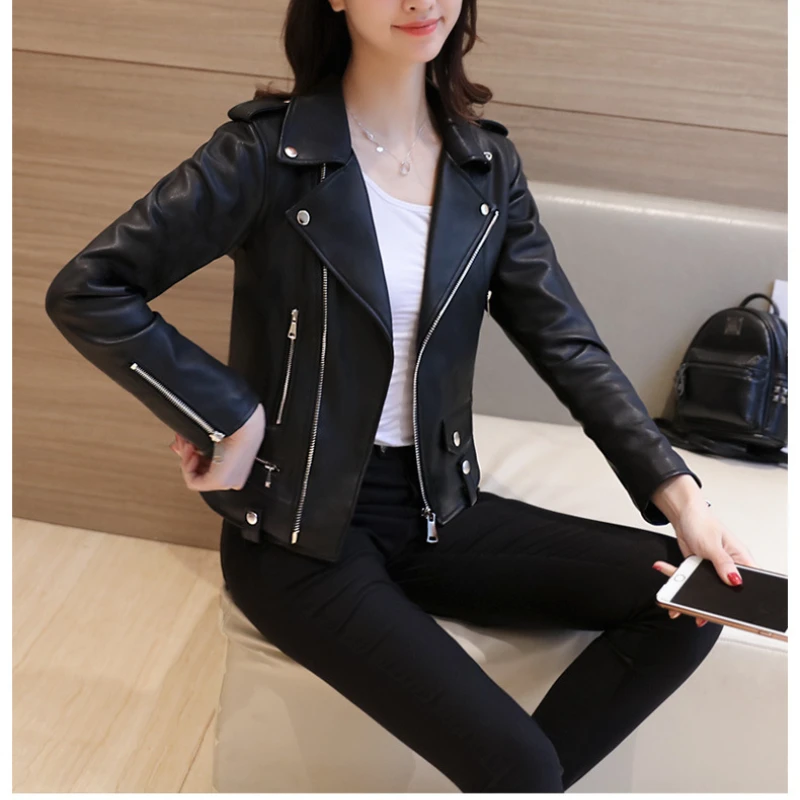 Women\'s Leather Jacket 2024 Autumn Korean Short Slim Bomber PU Jackets Female Zipper Windbreaker Blazer for Women Streetwear