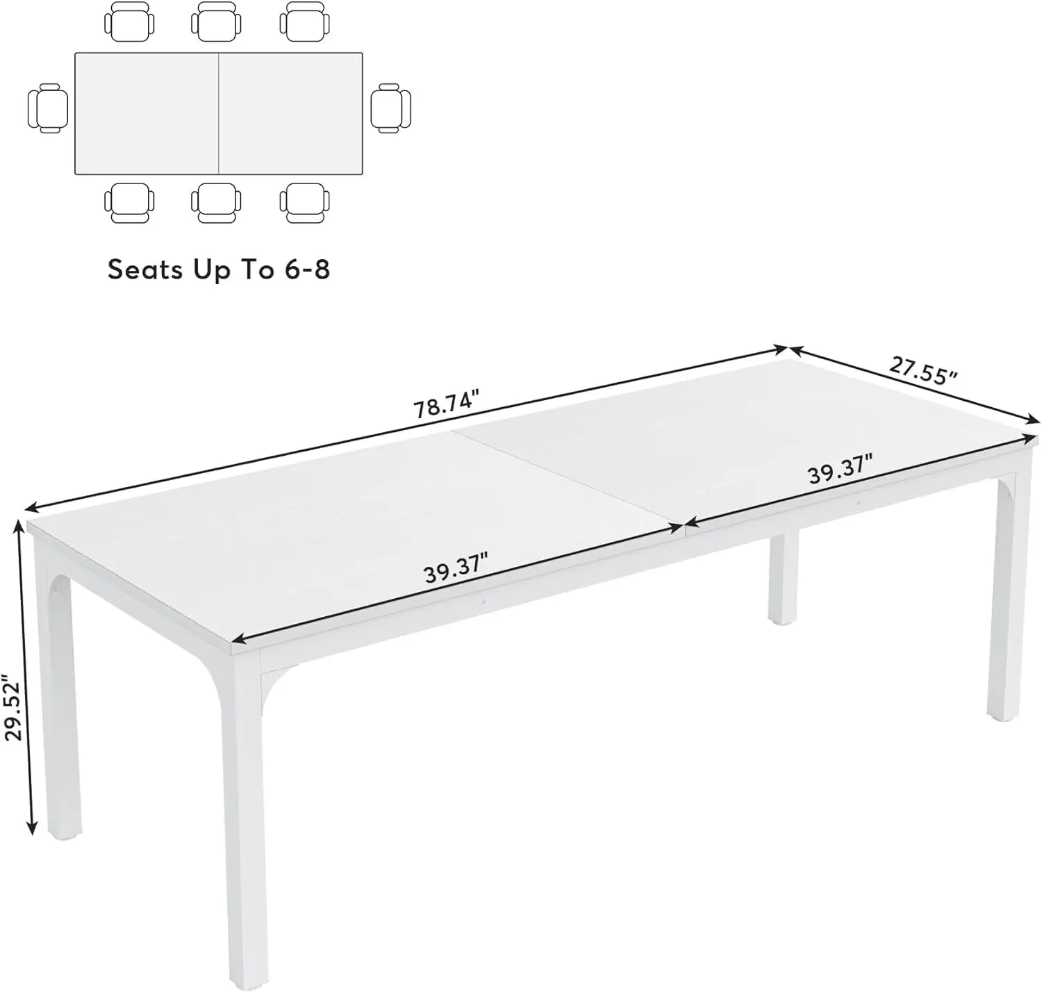 78.7-inch ultra long computer desk, double long desk, home office