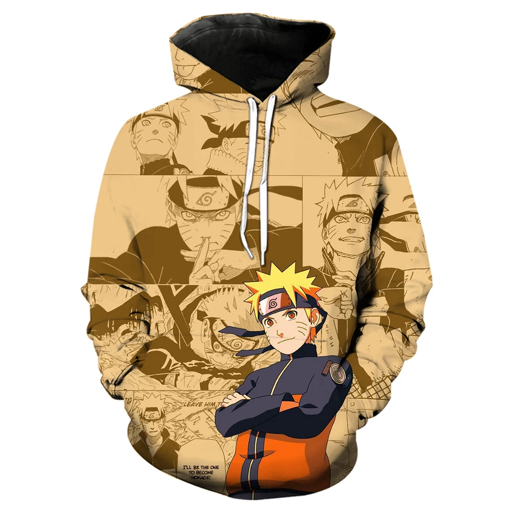 2024 New Fashion Japanese Anime Naruto Men's Hoodie 3D Printed Uzumaki Naruto Pattern Sweatshirt Street Style Casual Pullover