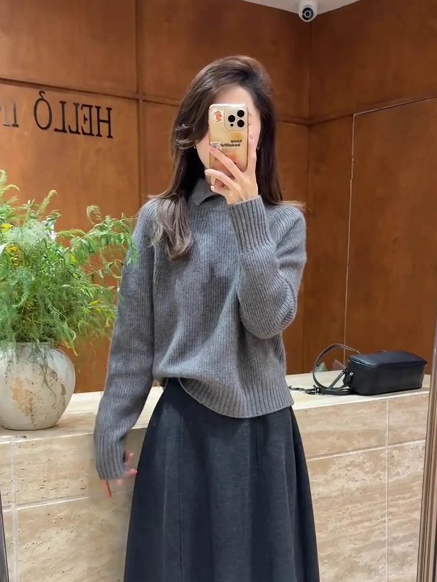 

Korean Sle ey Long Sve Knitted Sweater Women's Autumn Winter Design Collar Base Layer Beautiful Top Fake Two-Piece