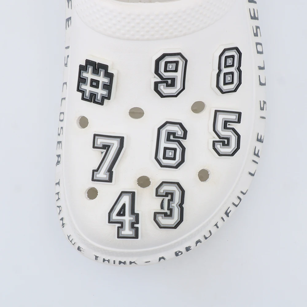 1 Piece Cute Cartoon Shoe Accessories Charms Number Zero To Nine Ornament Slipper Shoe Decorations Buckles Friend's Gift