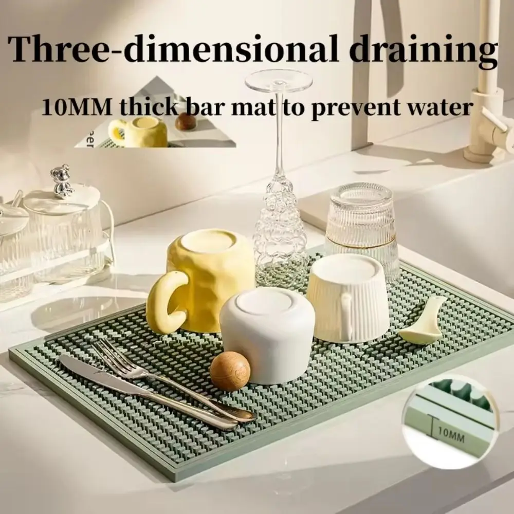 

Термостойкий коврик для столешницы, нескользящий водонепроницаемый кухонный сливной коврик, многоразовая трехмерная подставка для сушки посуды и стекла