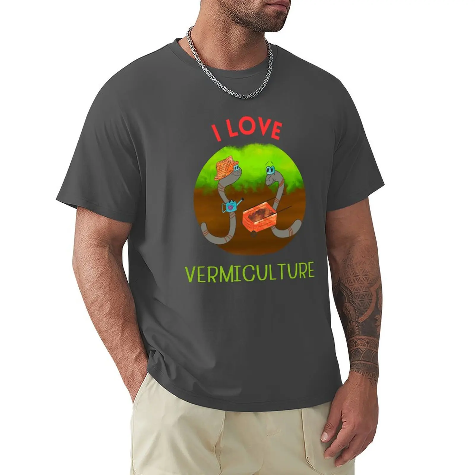 Gardening Earthworms - I Love Vermiculture T-Shirt aesthetic clothes plus sizes heavyweight t shirts for men