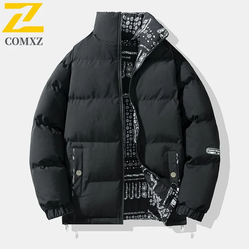 

COMXZ 2025 Mens Womens Reversible Thickened Fleece Winter Jacket Warm Tactics Waterproof and Windproof Outdoor Sports Coat