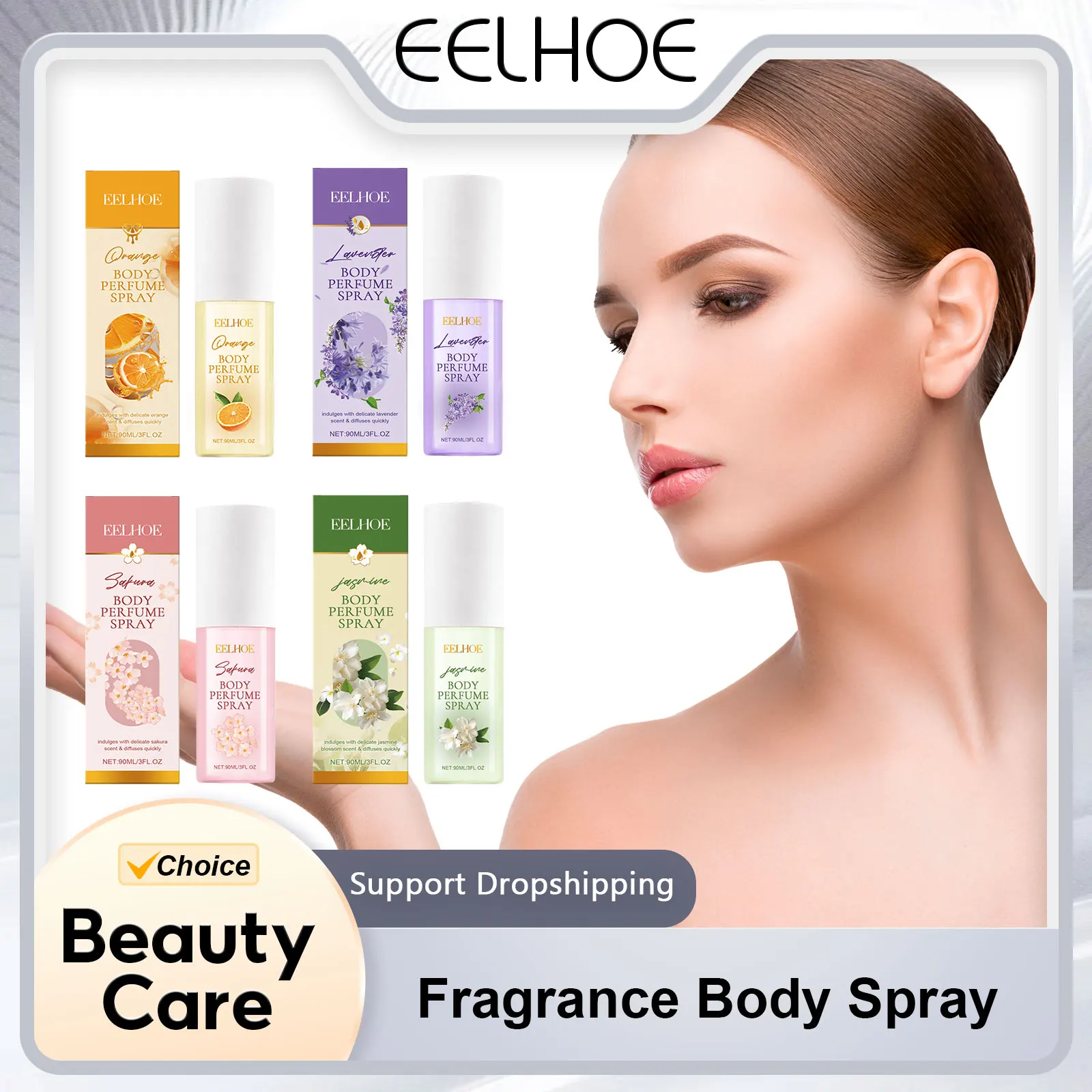 EELHOE Spray Corporal de Fragrância Longa Duração, Planta Natural Hidratante, Deixe luz fresca, Spray Corporal Equilibrado com Pele Suave Elegante, 90ml