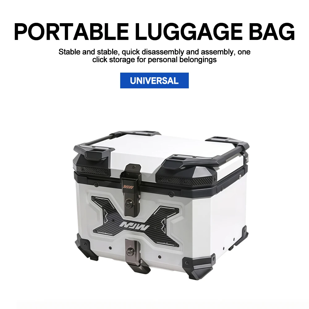 Tool-Free Quick Release Aluminum Alloy Motorcycle Rear Cargo Case Waterproof 45L 55L 65L Universal Electric Scooter Storage Box
