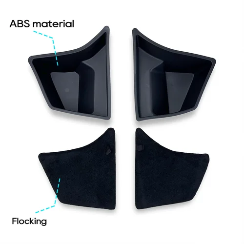 Imagen 2 del producto Para Tesla Model 3+ Highland 2024 Caja de almacenamiento ABS lateral para maletero trasero con tapas flocadas