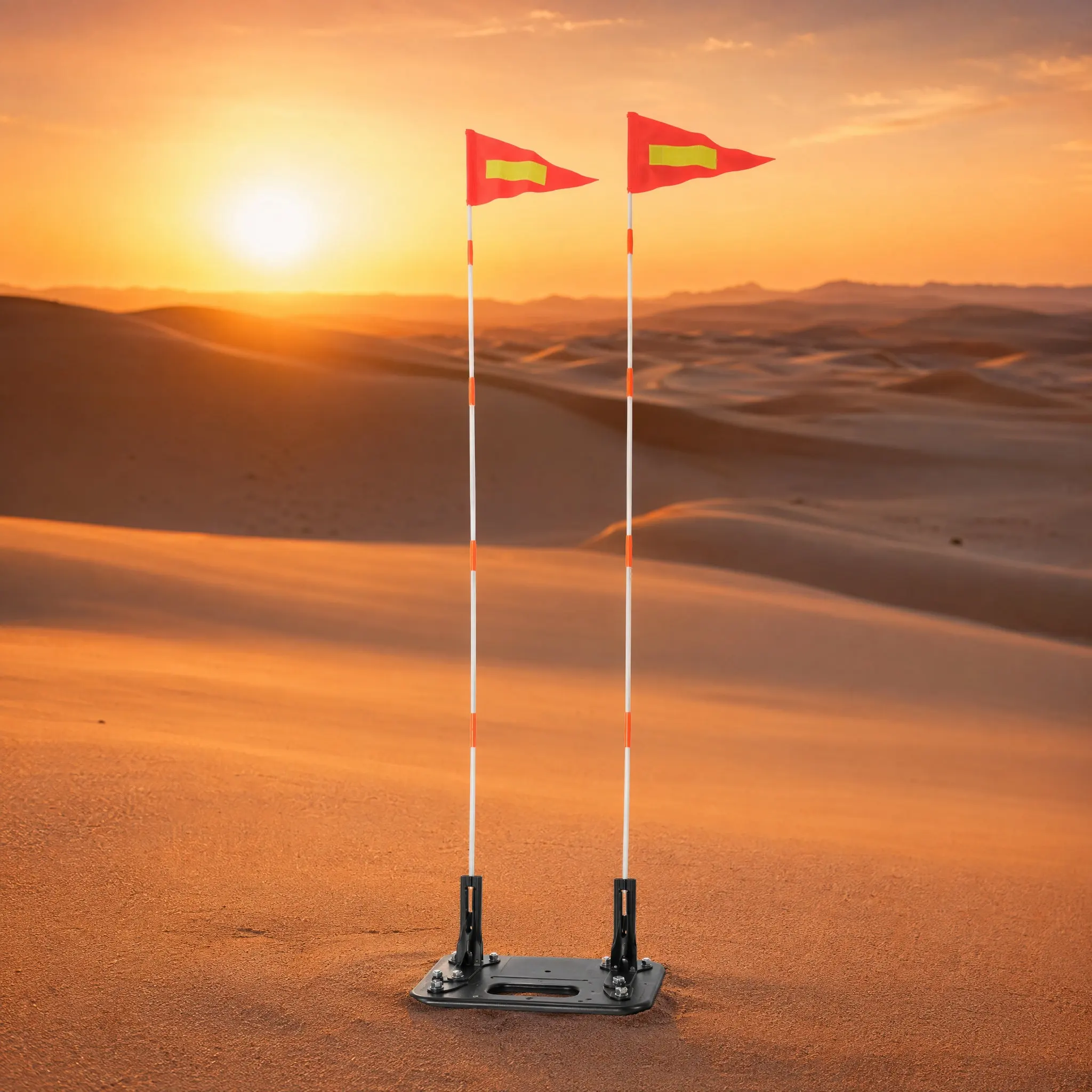 2Sets High Visibility Golf Cart Flags Reflective Safety Flag with Pole for Scooter Wheelchair Trailer Outdoor Use