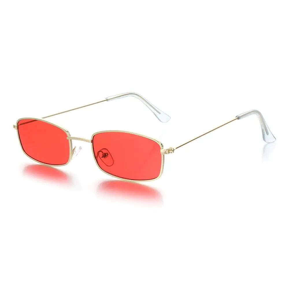 Unisex Small Retro Shades Rectangle Sunglasses Colorful UV400 Metal Frame Clear Lens Sun Glasses Goggles Eyewear for Men Women