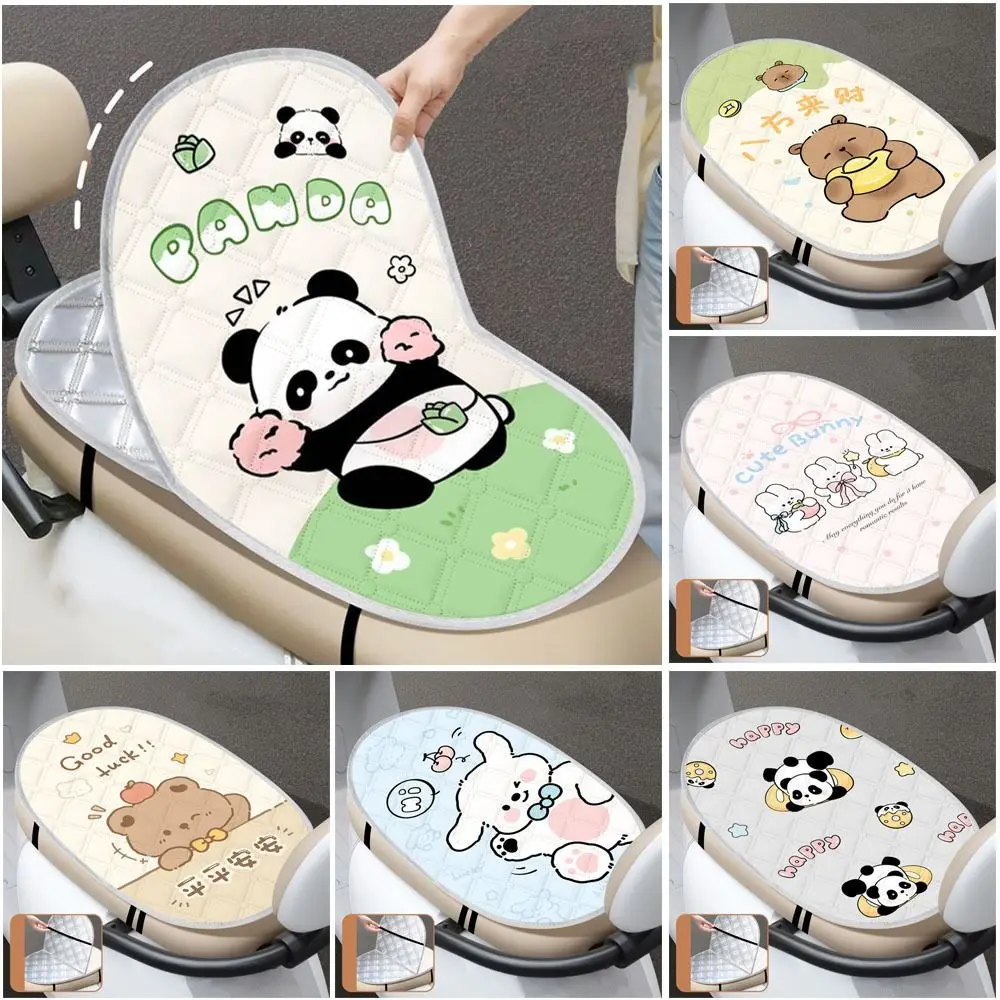 

Мультяшный чехол на сиденье электрического велосипеда, дышащий водонепроницаемый чехол для подушки мотоцикла, защита от ожогов, защита от солнца, откидная подушка