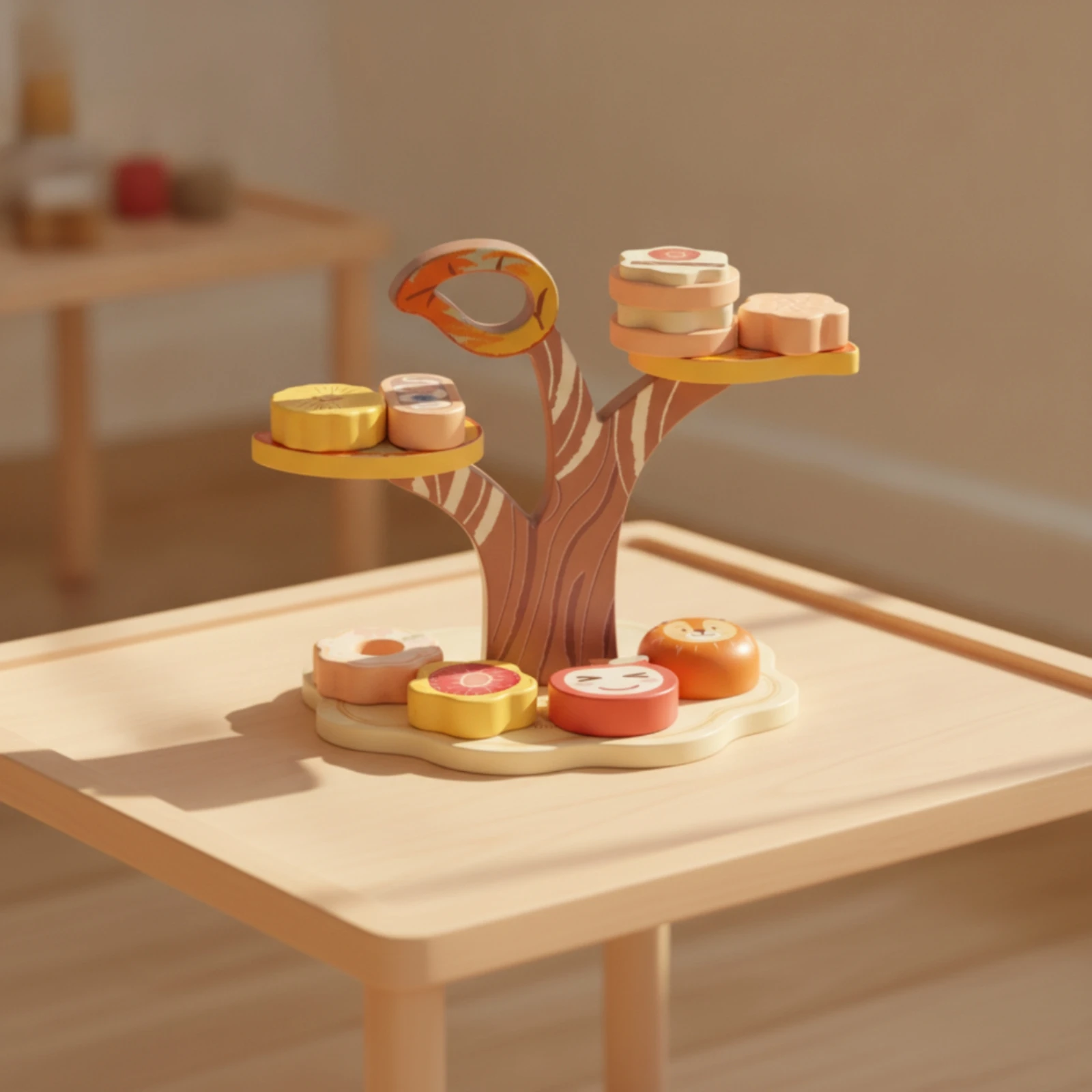 Stacking Tree Developmental Wooden Tree Toy Toy with Wooden Blocks Educational Imaginative for Toddlers, Playroom, Nursery