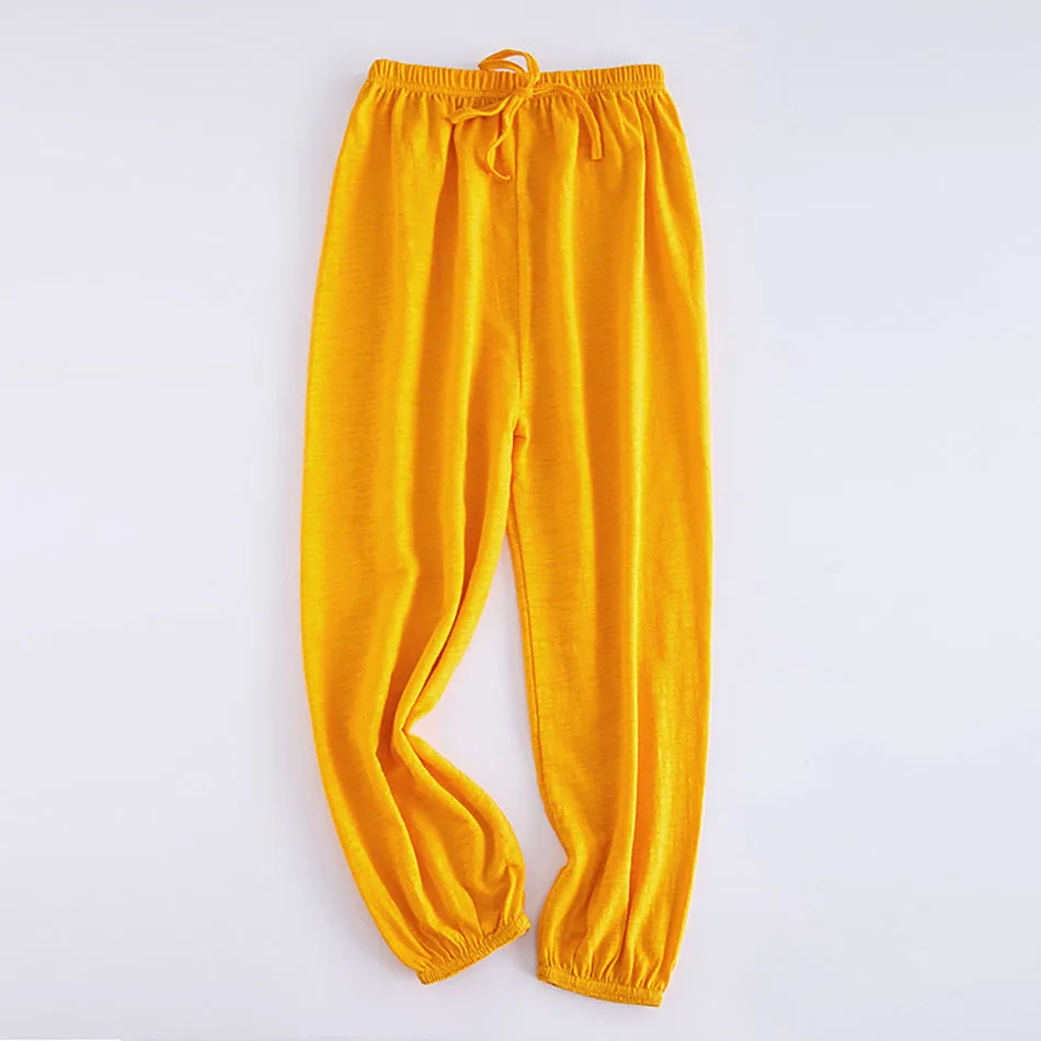 Girls Solid Color Loose Cotton Lantern Pants Girls Versatile Daily Pants Children Home Air Conditioning Sleepwear