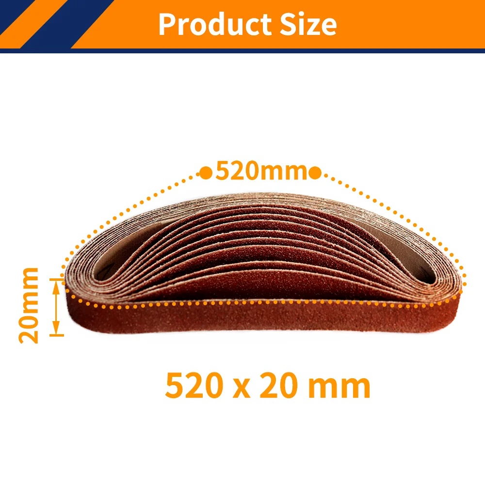 20PCS 520*20mm Abrasive Sanding Belts P40-1000 Abrasive Screen Band for Wood Soft Metal Grinding Polishing Welding Spot Grinding