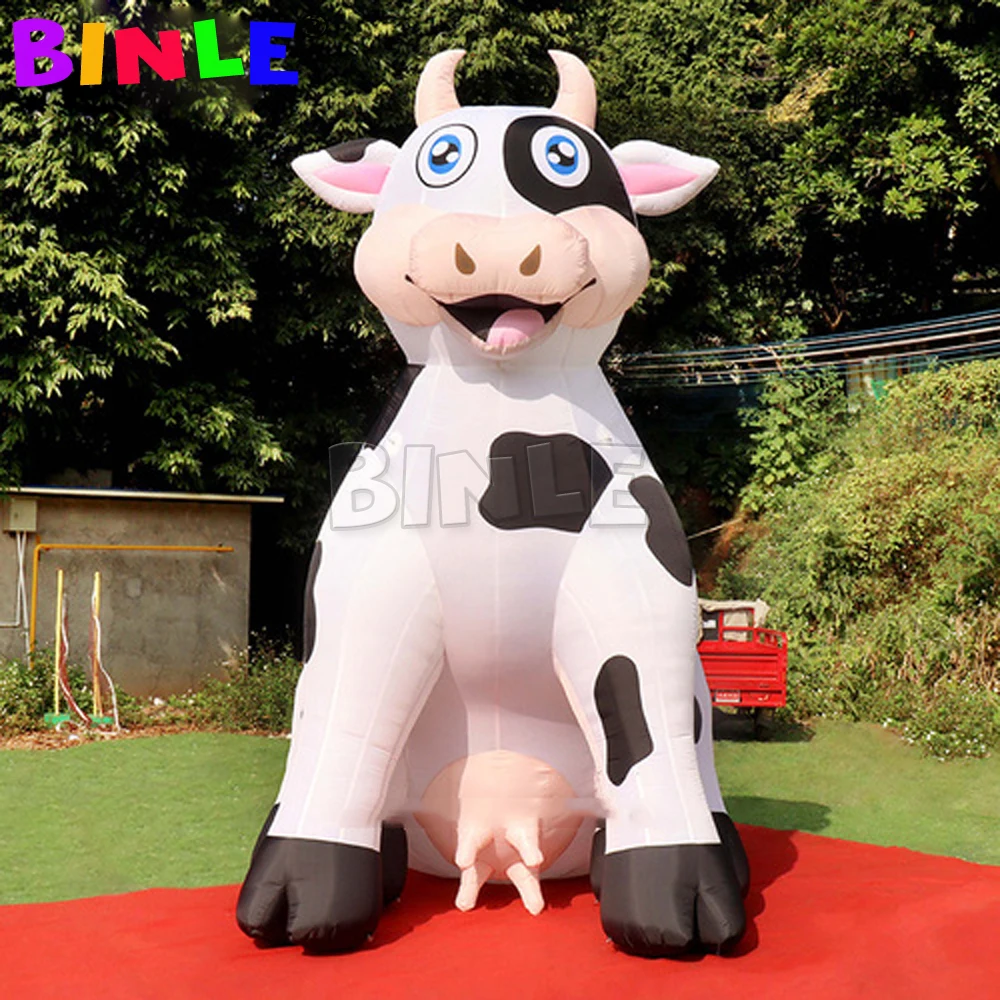 

Advertising 2m Giant Inflatable Milk Cow Customized Cow Cartoon Figure Model For Farm Promotion