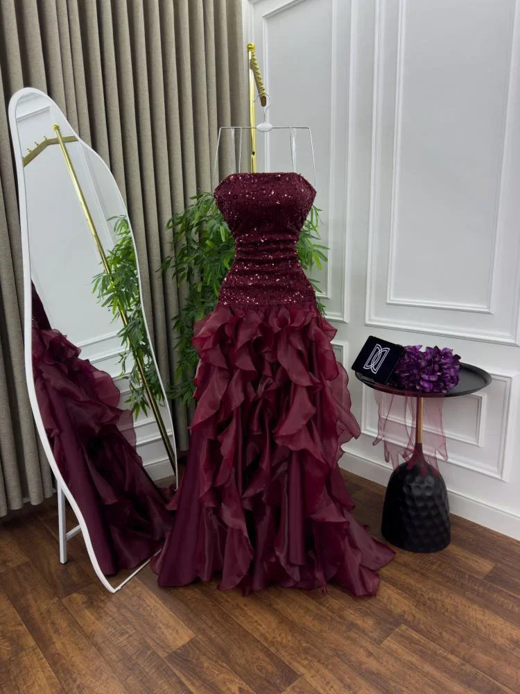 FATAPAESE Aangepaste Strapless Mouwloze Pailletten A-lijn Luxe Avondjurken 2025, Vrouwen Speciale Feestkleding Formele Toga