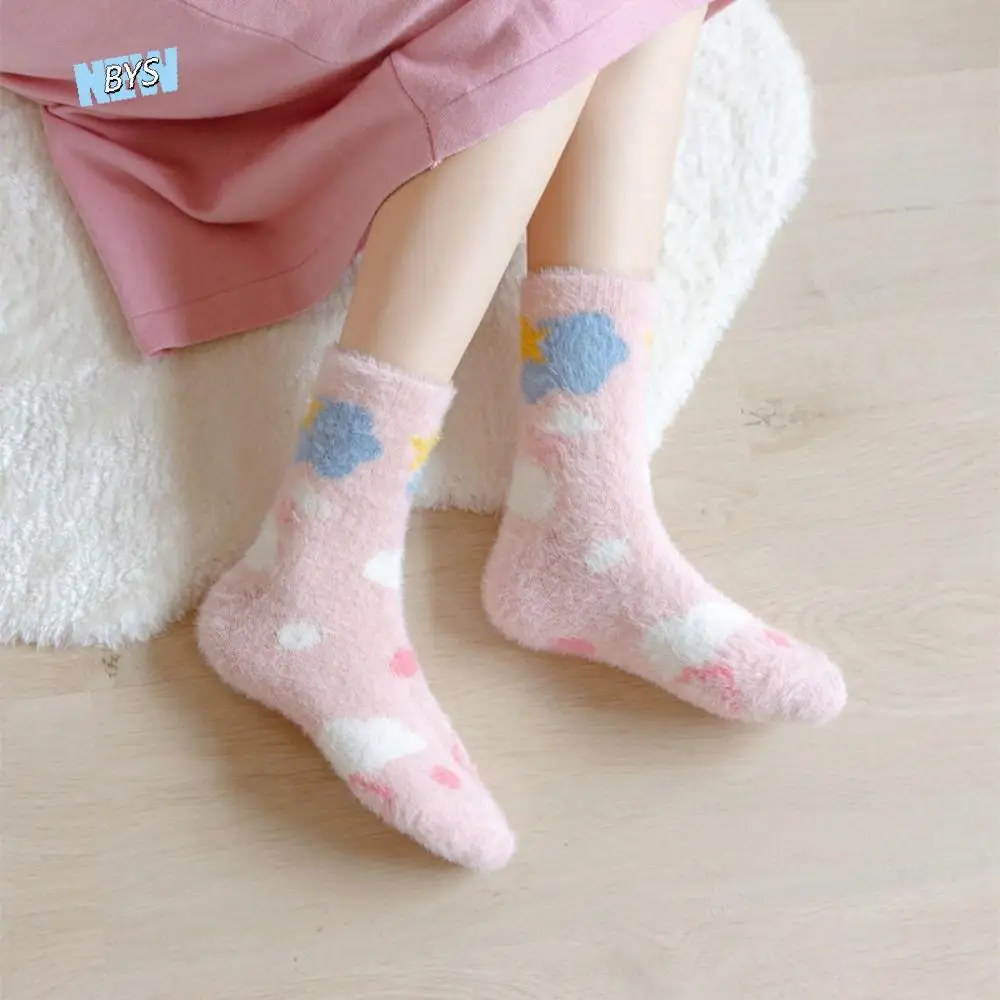 

5Pairs Kawaii Cartoon Mink Fur Socks Sweet Soft Sleeping Socks Women Hosiery Funny Plush Socks Girls