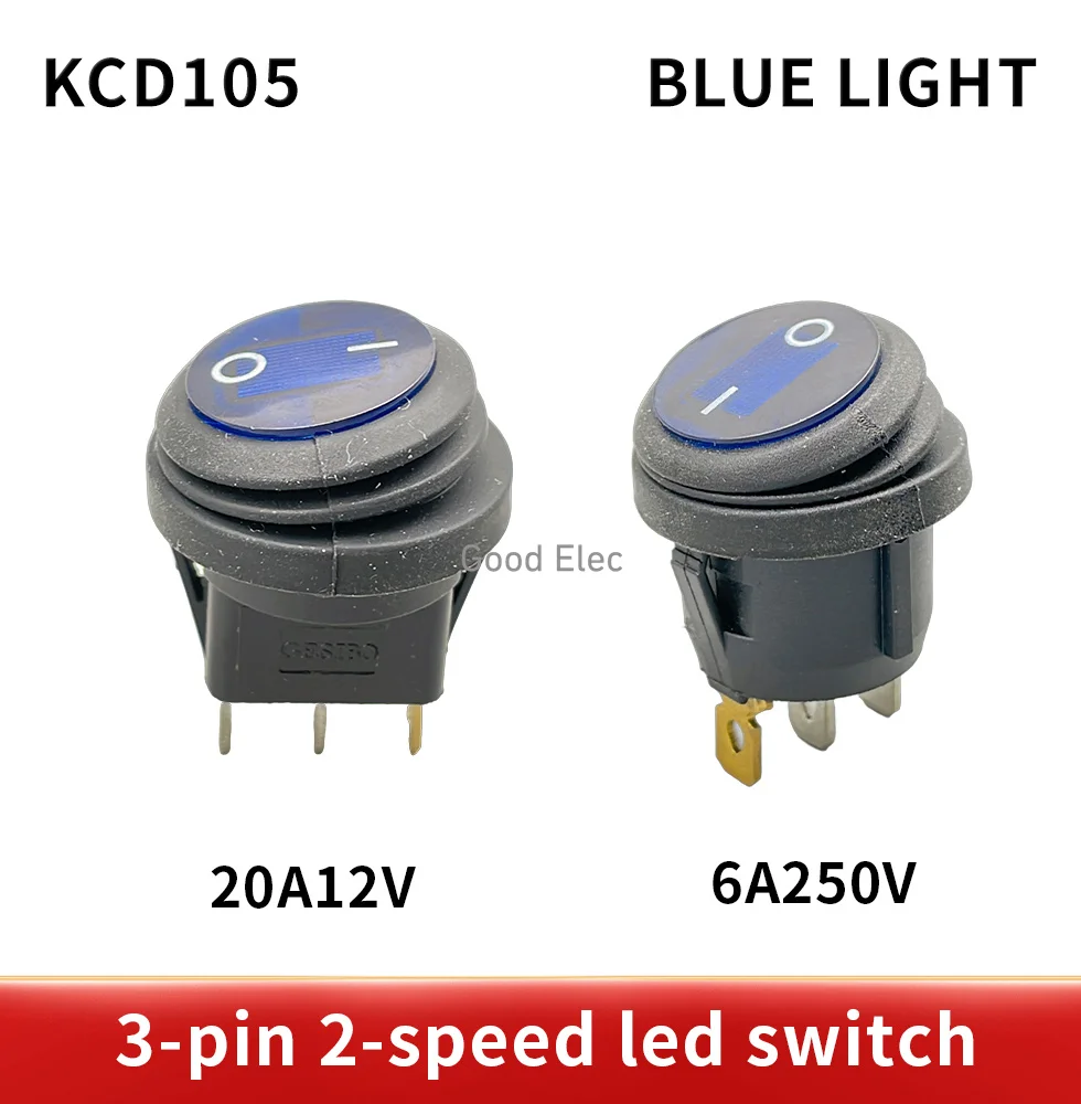 5pcs On/Off 12V DC 25A 220V AC 6A Rocker Switch IP65 Waterproof 3Pin SPST LED illuminated Hot Sale Low Price Light Switch FY