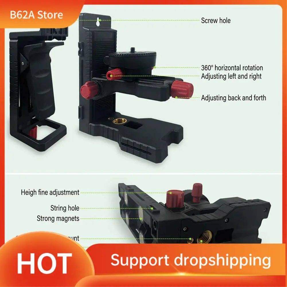 

B62A Level Wall Mount Multifunctional Magnetic Pivoting Base Multi-Directional Fine-Tuning Wall-Mounting Instrument L Bracket