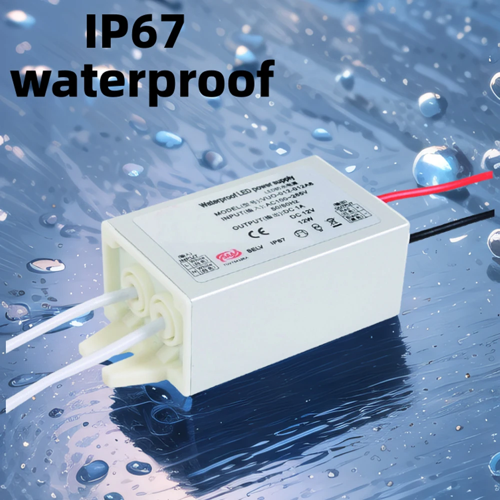Wodoodporny zasilacz LED 12W Wejście AC 110-265V Wyjście DC 12V IP67 Adapter sterownika LED do transformatora oświetlenia wewnętrznego i zewnętrznego