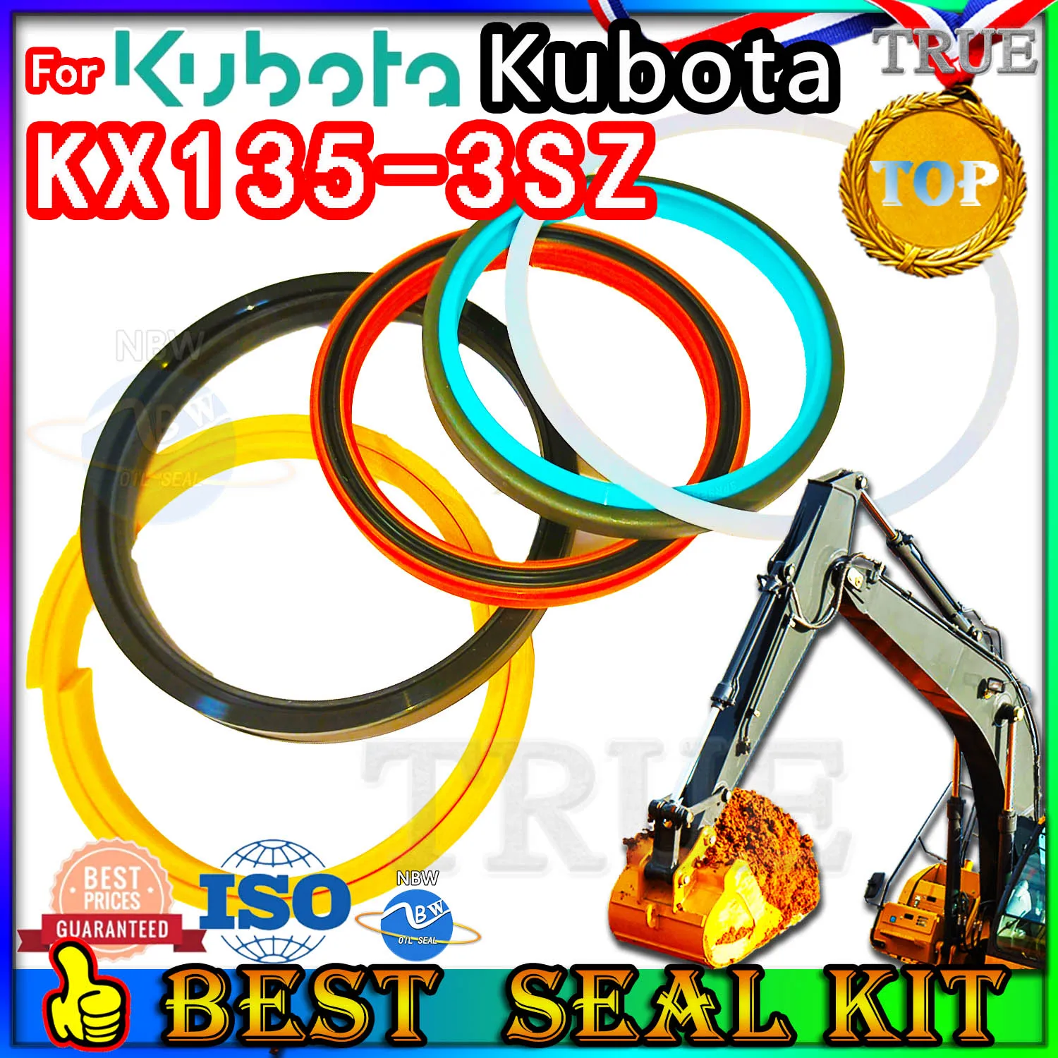 For Kubota KX135-3SZ Oil Seal Repair Kit Boom Arm Bucket Excavator Hydraulic Cylinder KX135 3SZ FKM High Suppliers Manufacturers