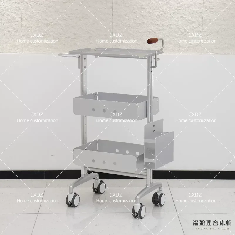 Aluminum Alloy Beauty Salon Cart Hairdressing Trolley for Perm Dyeing Tools Storage Small Bar Car for Haircut Styling