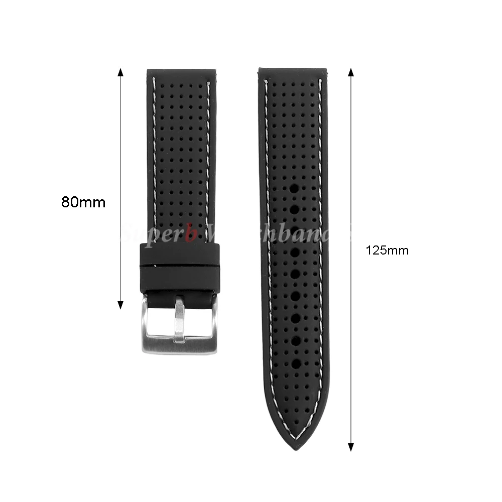 Correa de reloj de silicona suave, correa de goma impermeable de 20mm, 22mm y 24mm para Seiko, repuesto de correa de reloj transpirable para reloj Universal