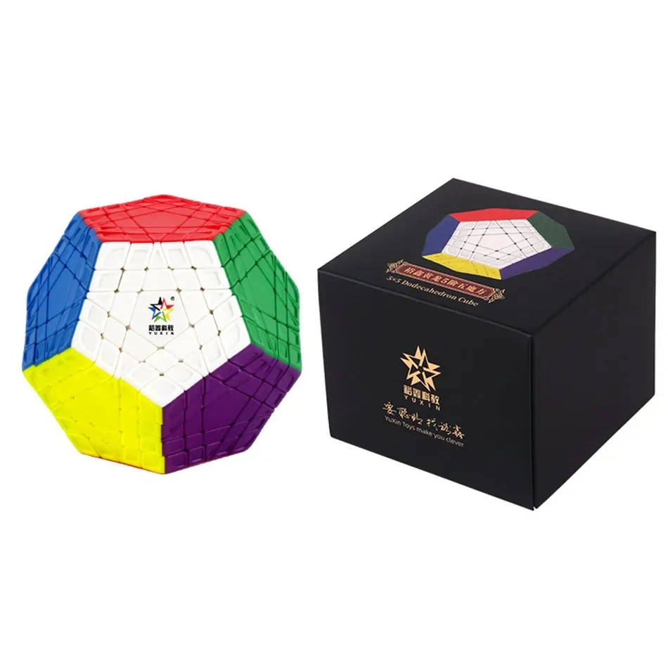 YuXin Huanglong Cubo Gigaminx Stickerless 5x5 dodecaedro rompecabezas Cubo velocidad 12 caras Megaminx Cubo mágico juguete regalo para niños