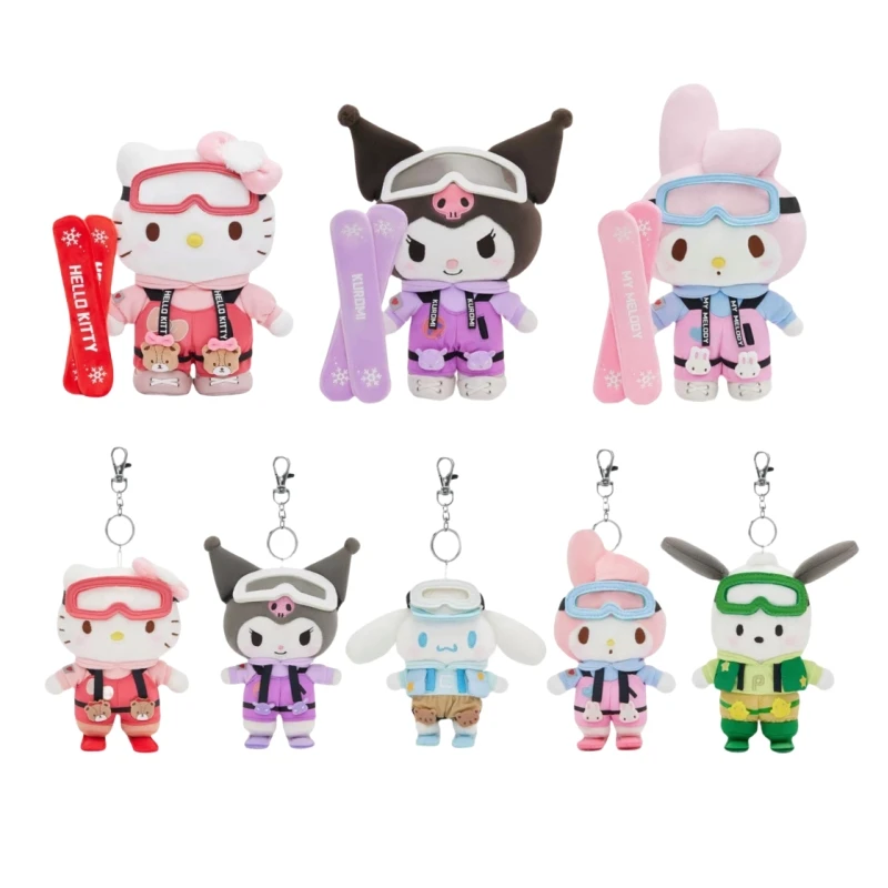 

In Stock Sanrio November Ski Collection Kitty Kuromi Laurel Dog Melody Kawaii Doll Pendant Collect Desktop Ornaments Girl Gift