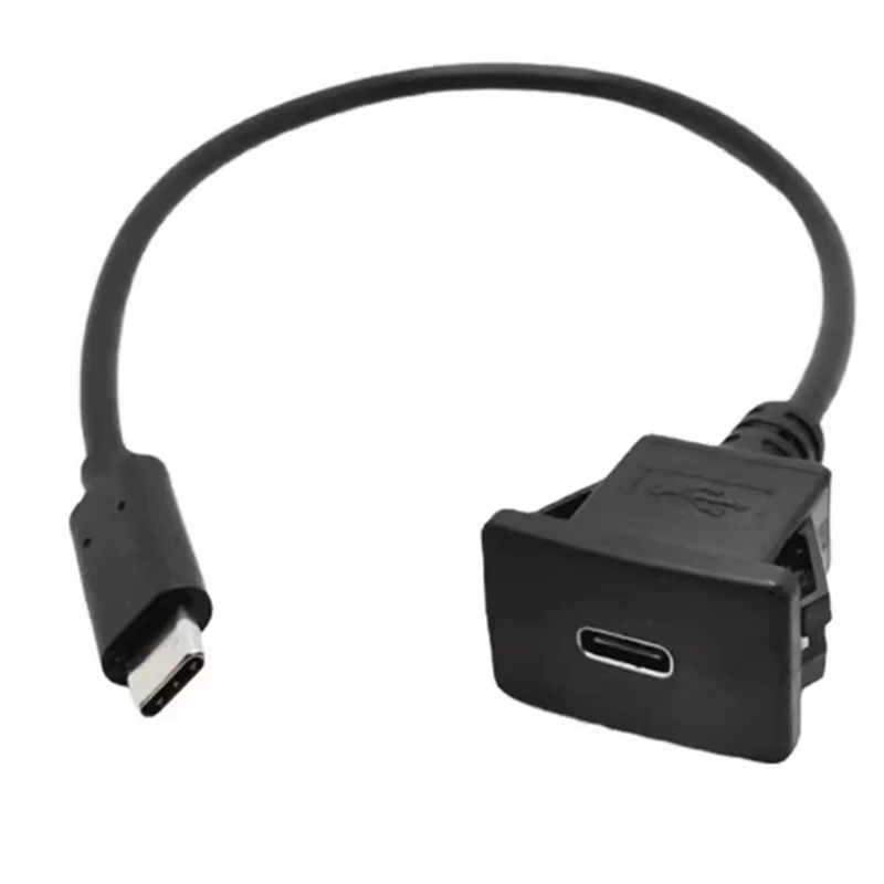 Type C 3.1 Car Flush Mount Cable USB C 2.0 Panel Mount Male to Female Extension Cable for Car Truck Boat Motorcycle Dashboard