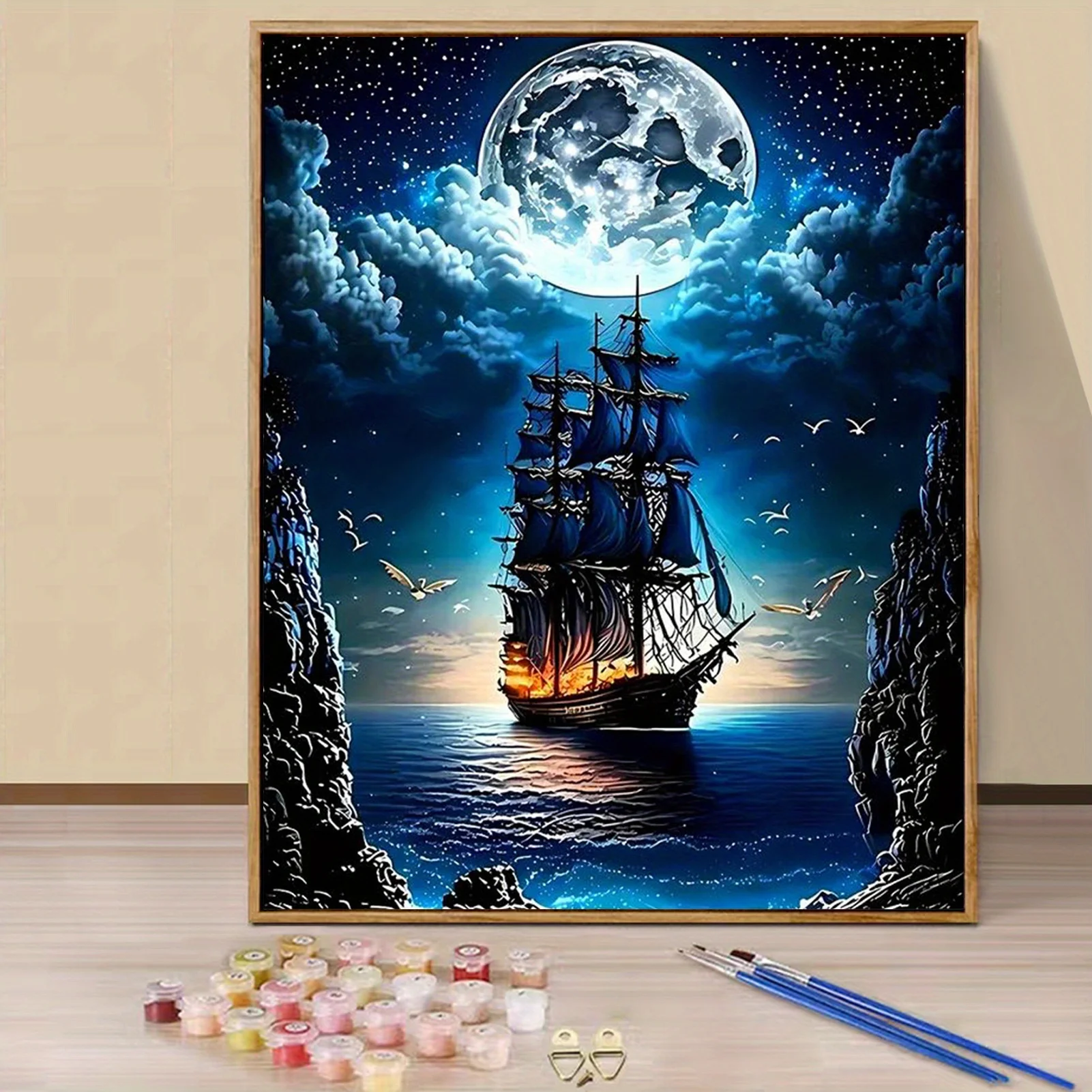 Paint By Numbers Kit for Adults Beginners - 16x20in/40x50cm Color Canvas, Easy DIY Ship Acrylic Painting Set - Perfect for Ho