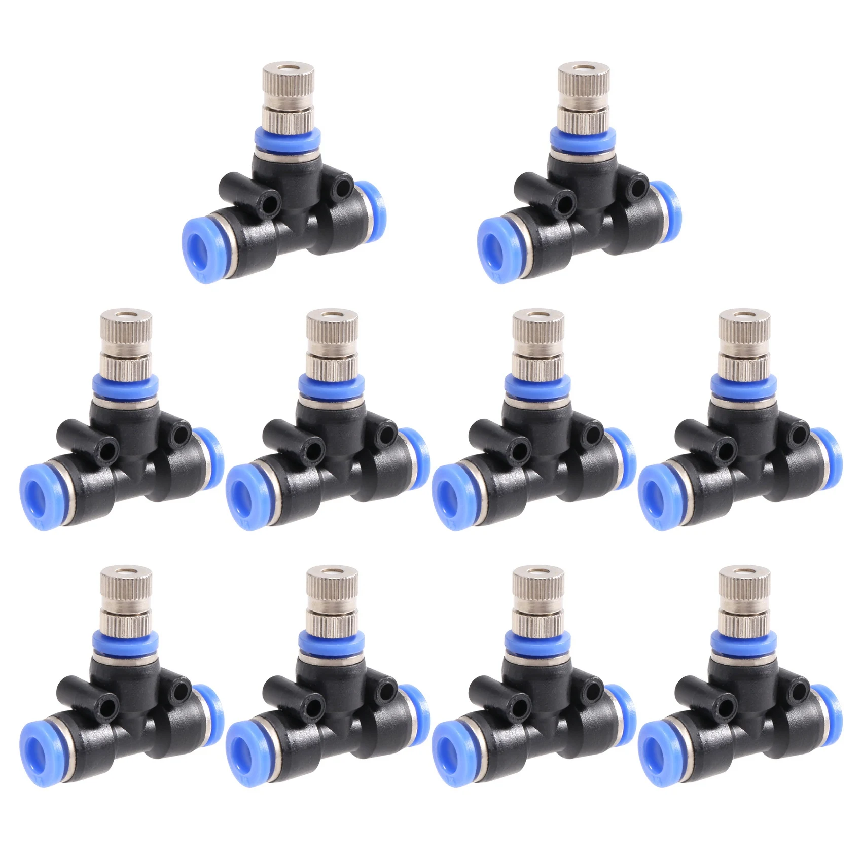 PZHI Misting Nozzle Kit, 10 Pcs 1/4-Inch Quick-Plug Nozzle Spray Cooling Device Connectors for Outdoor Water for Mister System