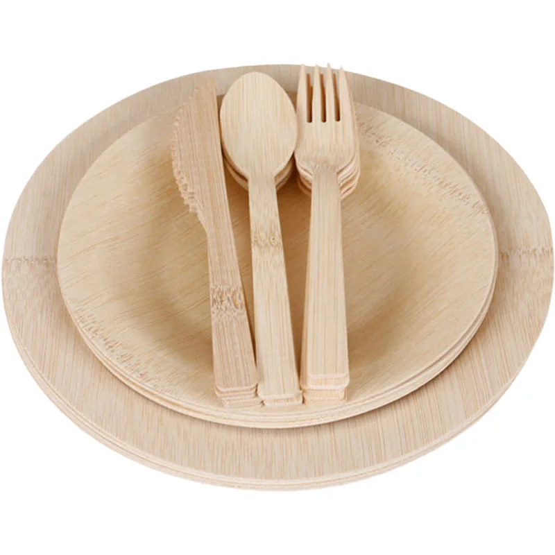 

Bamboo Dinner Plate Biodegradable Disposable Tableware Cake Western Food Party Picnic Barbecue Outdoor