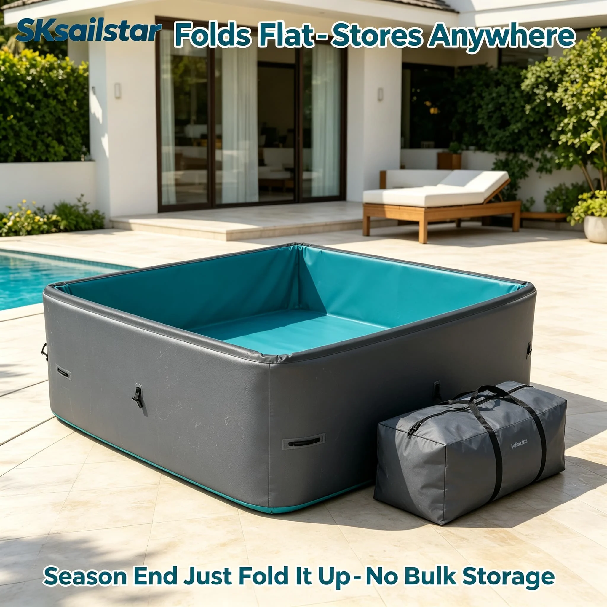 Drop Stitch Inflatable Pool Rectangle Large Portable Outdoor Rectangle Plunge Pool Inflatablel for Adults Kids Family Water Fun