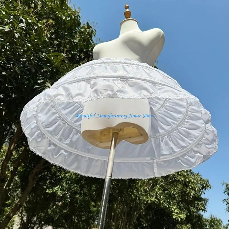 E56A مرونة الخصر السلة قماش قطني لفساتين عروض الباليه ثوب نسائي متعدد الطبقات مع مقاس قابل للتعديل