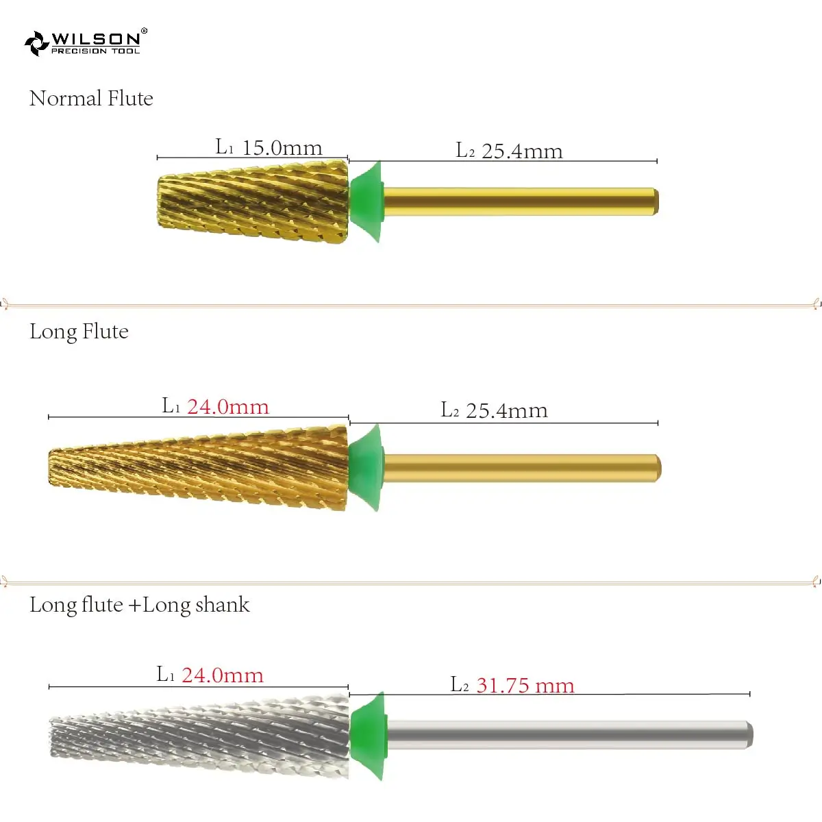 WILSON Super Long Flute Serie 7.0mm 5 in 1 Bits (Cross Cut)Nail drill bits Remove gel carbide Manicure tool accessories Hot sale