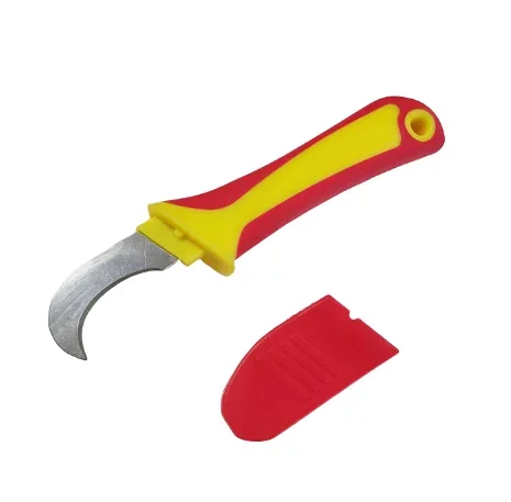 Isoliertes Messer für Elektriker, Abisolierer, Kabelabisolierschere, Gerade und gebogene Klinge, Gummigriff – Detail 4
